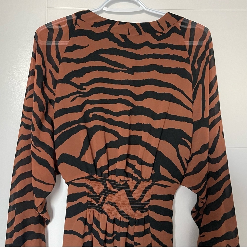 All Saints Brown Nicola Zephyr Zebra Print Dress US M - Picture 7 of 11